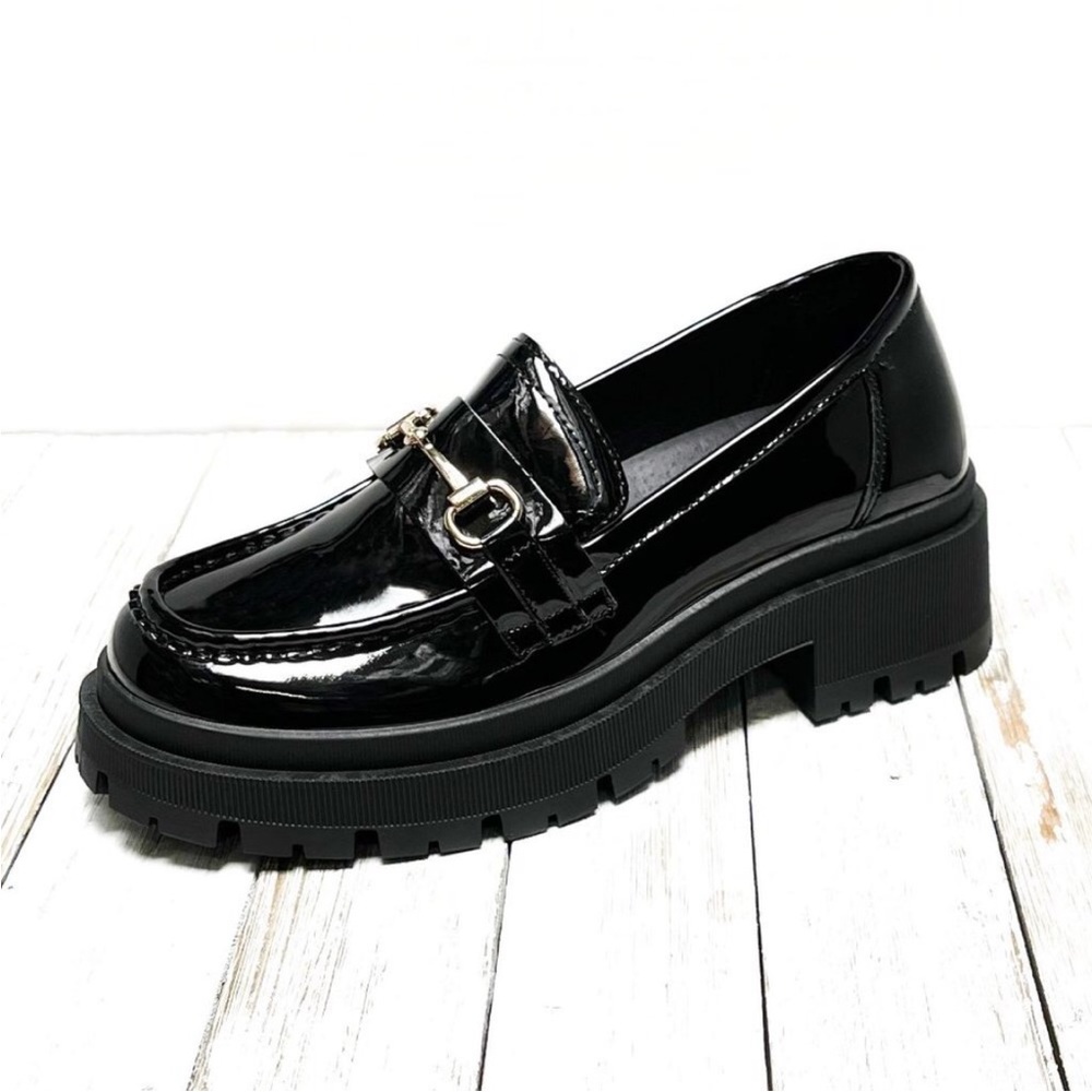 Black Platform Gold Bit Loafers